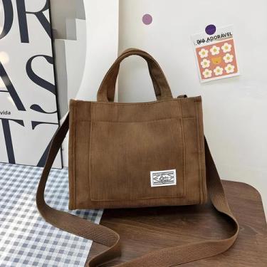 Imagem de Bolsa Transversal De Corduroy Para Mulheres, Bolsa Casual Quadrada, Or
