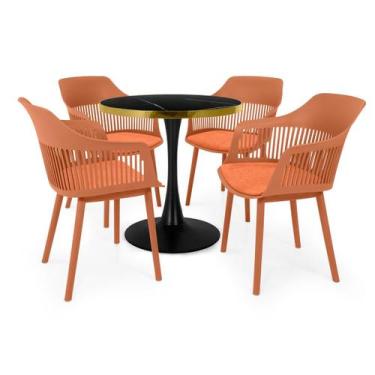 Imagem de Conjunto Mesa de Jantar Redonda Majestic 70cm Preta com 4 Cadeiras Est