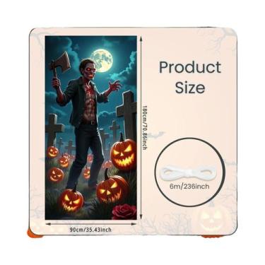 Imagem de Banner De Porta De Halloween 72x35 Polegadas Poliéster Fantasma Hospit