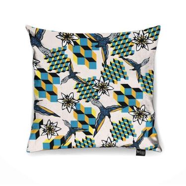 Imagem de Capa Para Almofada Tecido Estampado Beija Flor