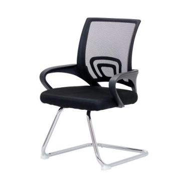Imagem de Cadeira De Escritório Fixa Interlocutor Tecido Tela Mesh Detroit Preta
