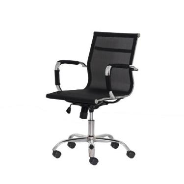 Imagem de Cadeira Giratória Home Office Preta Costas com Tela Mesh Não Risca Sup