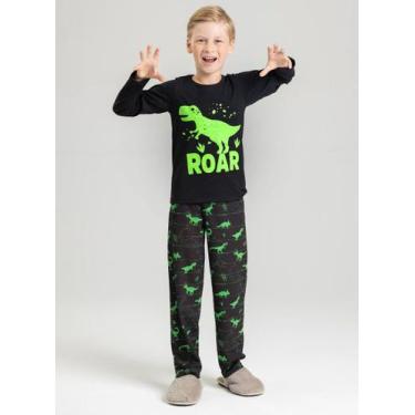 Imagem de Pijama Longo Preto Infantil Menino Dinossauro Roar - Molekada, 8