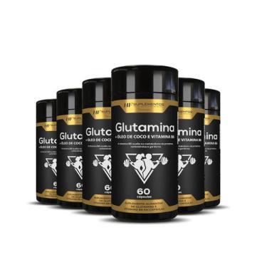 Imagem de 6x GLUTAMINA + OLEO DE COCO E VITAMINA B6 60CAPS HF SUPLEMENTOS