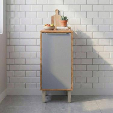 Imagem de Balcão de Cozinha 40 Cm Brilhante 1 Porta 100% Mdf Cinamomo/Offwhite - Mgm Móveis