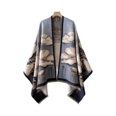 Imagem de Pashmina Feminina De Luxo Em Caxemira Com Jacquard Floral, Xale Quente