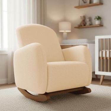 Imagem de Poltrona Amamentação Balanço Madeira Jhessy Linho D03 - D Rossi - DRos