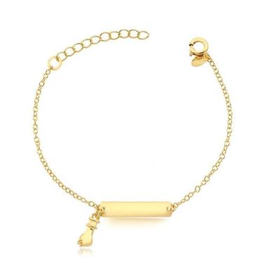 Imagem de Pulseira Melindrosa Infantil Pingente Figa Folheada A Ouro - Radhau Jo