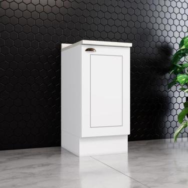 Imagem de Balcão 1 Porta Com Tampo Henn Americana 40cm, Branco/Calcare