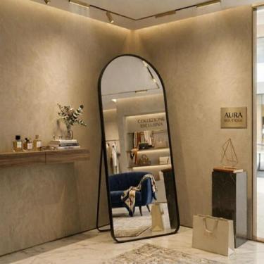Imagem de Espelho Lopazzi Oval com Base Reta Grande 170x70 Corpo Inteiro Suporte