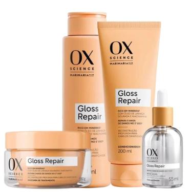 Imagem de Kit Ox Science Mari Maria Hair Gloss Repair: Shampoo 250ml, Condicionador 200ml, Óleo A...