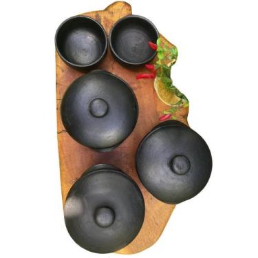Imagem de Kit 3 Panelas de Barro 2 Litros com 2 Cumbucas Capixaba Artesanal Moqu