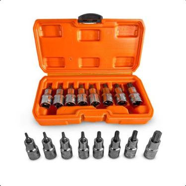 Imagem de Jogo De 8 Soquetes Com Bits Torx e Maleta Organizadora Resistente Enca