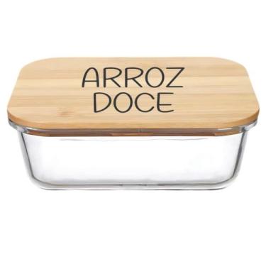 Imagem de Pote Hermético Vidro e Tampa de Bambu (1 Litro) Arroz Doce - Casa Vitá