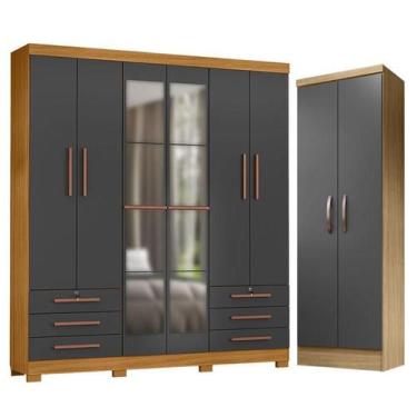 Imagem de Guarda Roupa Casal Londres com Espelho e Armário Multiuso New Egito Ca