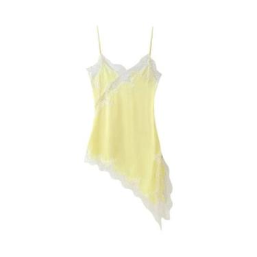 Imagem de Vestido Curto Feminino Sem Mangas, Costas Nuas, Em Cetim Com Renda, As
