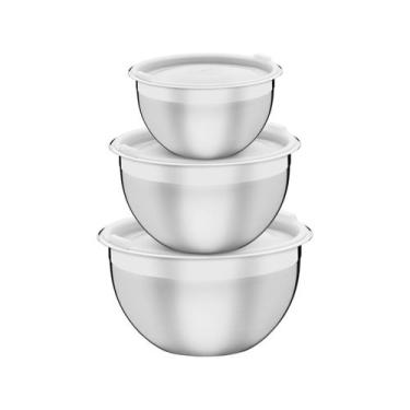 Imagem de Jogo de Potes Tramontina Cucina em Aço Inox com Tampa Plástica 3 Peças