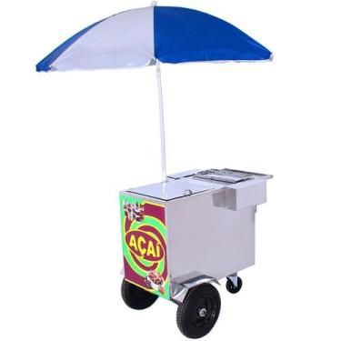 Imagem de Carrinho De Açaí Com Guarda Sol Adesivado Roda Com Pneu - R2