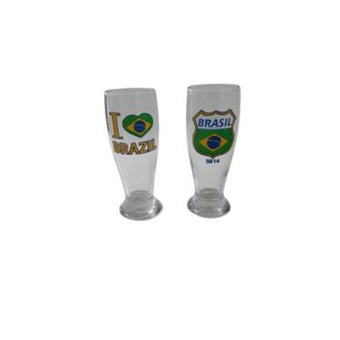 Imagem de Kit com Dois Copos Chopp Brasil I LOVE BRASIL 300ml Oficial e Licencia