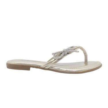 Imagem de Chinelo infantil menina kidy flat ibiza  146-0192, Ouro, 28
