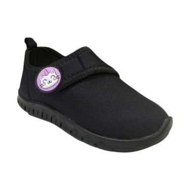 Imagem de Tênis Infantil Menina Molekinha Perola Preto Lycra 2736.106, 21, Preto