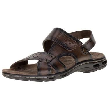 Imagem de Sandália Masculina Fechada Couro Tiras Pegada Marrom, Pinhão, 530653, 