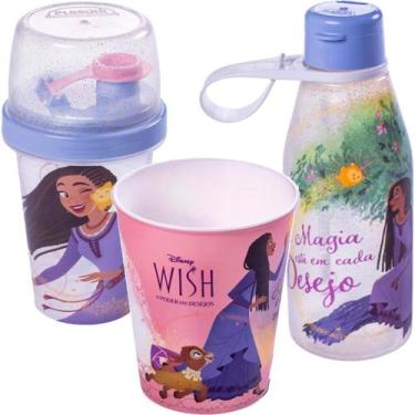 Imagem de Kit Porta Lanche Infantil Wish 3 Itens Passeio Escola - Plasutil