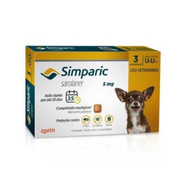 Imagem de Antipulgas Zoetis Simparic Cães 1,3 á 2,5kg 3 Cp De 5mg
