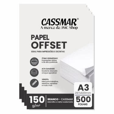 Imagem de Papel Offset 150g A3 297x420mm Cor Branco 500fls - Cassmar
