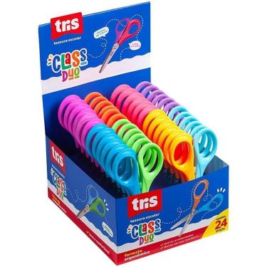 Imagem de Tesoura Escolar Summit Class Duo 13cm Display 24 Unidades 4 Cores Sortidas