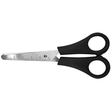 Imagem de Tesoura Escolar Make+ Inox Cabo Preto 13cm Caixa com 12 Unidades