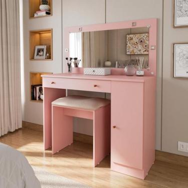 Imagem de Penteadeira com LED 135cm x 108cm Estrela Rosa - J&A Móveis