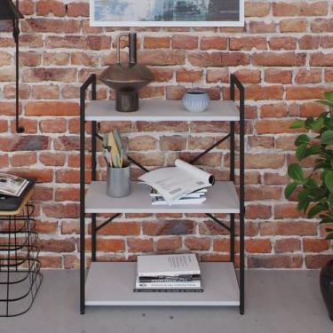 Imagem de Estante com 3 Prateleiras 84x60x33cm Yon Branco/Preto - Metalig