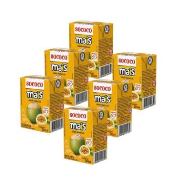 Imagem de Água De Coco Sococo Mais de Maracuja 200ml - Kit Com 6
