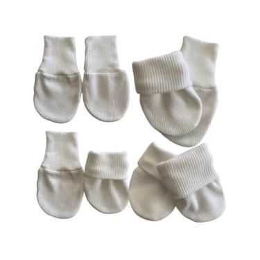Imagem de Luva para bebê kit com 4 pares - VANETEX, Branco, 0-3M