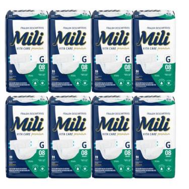 Imagem de Fralda Geriátrica Mili Vita Care Tamanho G - 8 Pacotes com 8 Unidades 