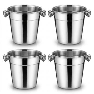 Imagem de Balde Inox Para Gelo Kit 2 4 8 Unidades Para Bebidas Drinks Adegas Fes
