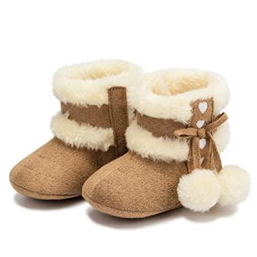 Imagem de Jueshanzj Botas de neve para meninos e crianças, botas de neve, botas à prova d'água, botas de neve para bebês, galochas forradas de lã para crianças, Marrom, 7.5 Toddler
