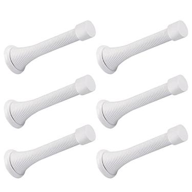 Imagem de KOVOSCH Pacote com 6 paradas de porta de mola brancas – 8,25 cm flexível para porta com pontas de borracha branca