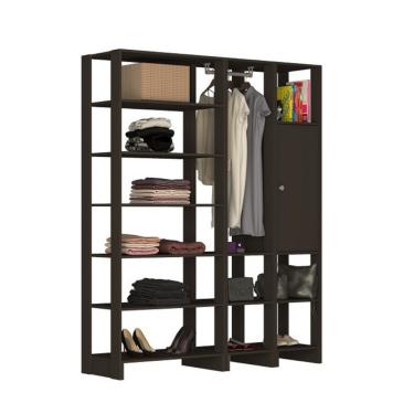 Imagem de Closet Multi Yes Com Cabideiro Porta e 12 Prateleiras Nova Mobile - Grafite Intenso