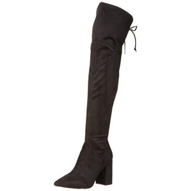 Imagem de Nine West Bota feminina Ceeya 9x9 acima do joelho, Camurça preta, 38