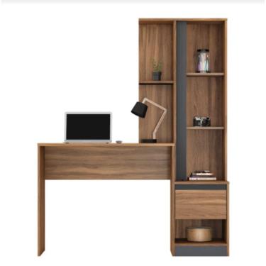 Imagem de Escrivaninha Demóbile Morada com Porta, Gaveta, Nicho e Prateleira - Amendôla/Grafito