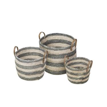 Imagem de Kit 3 Cestos Boxbit Karon em Fibra Natural e Verde