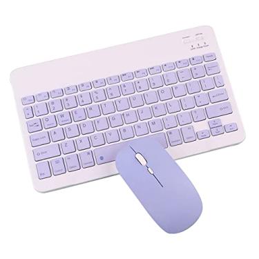 Imagem de 10 polegadas portátil Bluetooth mouse e teclado conjunto recarregável Bluetooth mouse magnético e teclado conjunto (roxo)