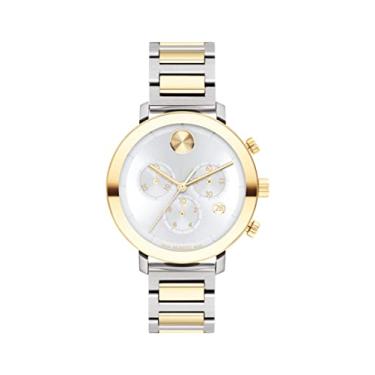 Imagem de Movado Pulseira Feminina Bold Evolution de Dois Tons de Aço Inoxidável e Elos, Dois Tons, Relógio de Quartzo