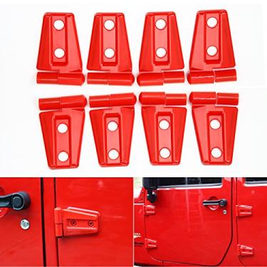 Imagem de Capa de dobradiça de porta CheroCar kit vermelho para Jeep Wranlger Unlimited Rubicon Sahara Sports Accessories 2007-2018 JK JKU 8 peças