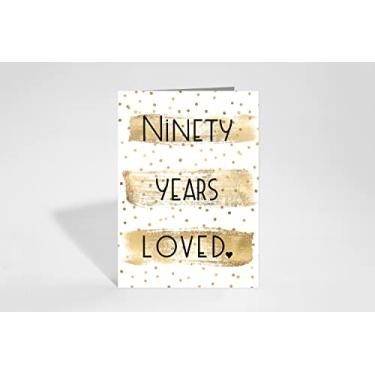 Imagem de Red Door Inspirations 90 Years Loved, cartão de aniversário de 90 anos, cartão grande de 5 x 7 - inclui cartão e envelope