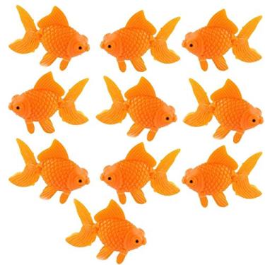 Imagem de Tanque de aquário XMHF aquário tigela de peixe artificial flutuante plástico laranja decoração dourado ornamento de peixe decoração 10 peças
