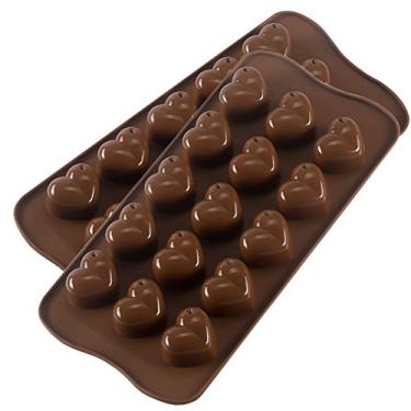 Imagem de Molde de silicone para chocolate de coração, moldes de doces para festa, casamento, geleia, cubo de gelo em forma de coração, pacote com 2