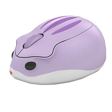 Imagem de Mouse sem fio 2,4 GHz bonito hamster Shape Less Noice portátil móvel óptico 1200 DPI USB Mouse sem fio para PC, laptop, laptop, laptop, MacBook, presente para meninas (roxo)